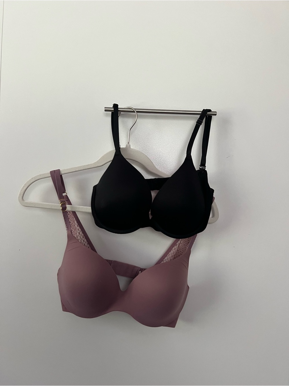 Victoria's Secret Black and Mauve Smooth T-Shirt Bras